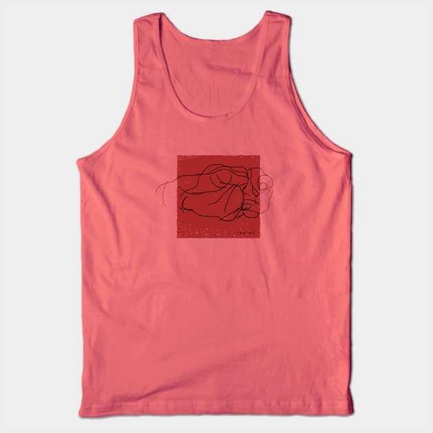 fine art line drawing of a hand on red background Tank Top by croquis design